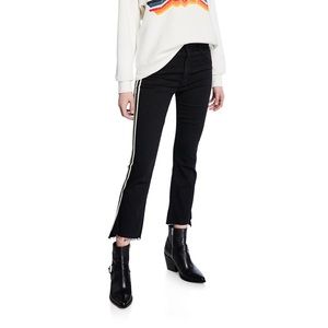 Mother Crop Black High Rise Track Stripe Jeans 27
